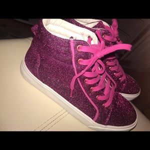 Hi top raspberry sparkly sneakers